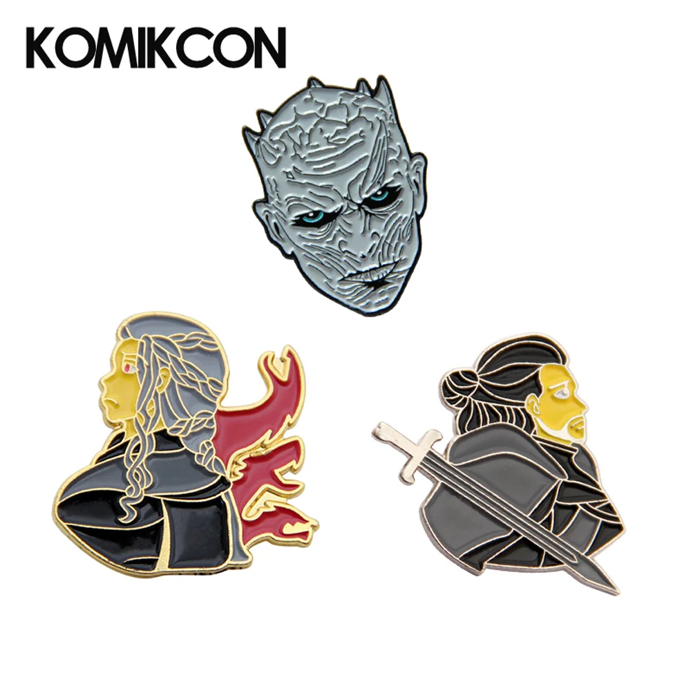 

Game of Thrones Metal Pin Brooches Night's King Daenerys Targaryen Jon Snow Cartoon Character Lapel Pin Backpack Bags Hat Badge