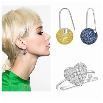 

One Piece Zircon 925 Sterling Silver Fruit Candy HE Drop Earring Love Heart Sweet Clip Cuff Earring Childhood Women Jewelry