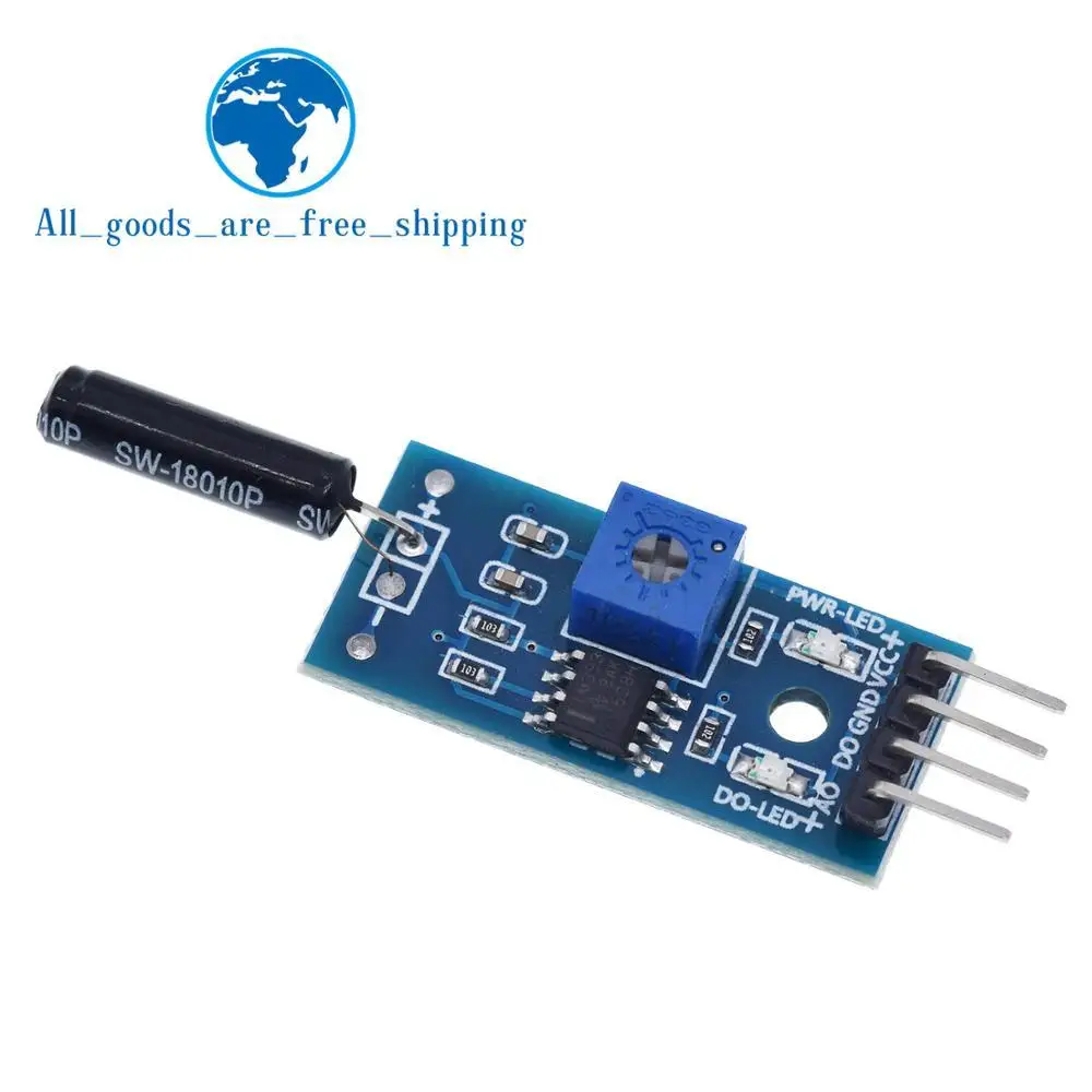 

Vibration Sensor Module Normally Opened Type SW18010P Vibration switch alarm sensor module for Arduino