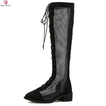 Оригинальное предназначение; Новинка; женские сапоги до колена; очаровательные стильные сапоги на квадратном каблуке с круглым носком; очень пикантные сапоги; обувь черного цвета; женская обувь; американские размеры 5-9