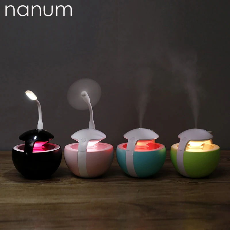 

3 in 1 Aroma Essential Oil Diffuser Ultrasonic Night Elf Humidifier Air Purifier LED Night Light USB Fan Car air freshener