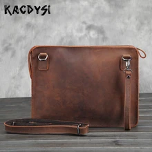 KACDYSI,, Crazy Horse, натуральная кожа, Ретро стиль, портфель, сумки, мужские, Ретро стиль, люкс класс, Бизнес конверт, для ноутбука, сумка, Новинка