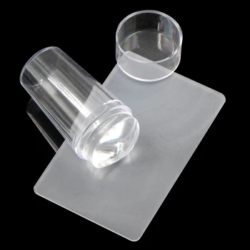 

Clear Jelly Stamper with Cap Nail Art Clear Silicone Marshmallow Stamper Nail Stamper & Scraper