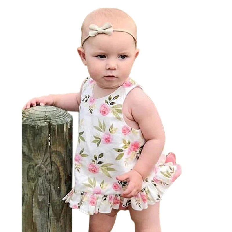 

Toddler Baby Girls Lovely Fashion Summer 2Pcs Floral Printed Sleeveless T-Shirts Tops+Pink Short Bloomers Outfit 4-24 Months