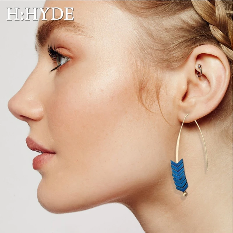 

H:HYDE Vintage Natural Rock Stud Earrings Spear Gold Triangle Arrow Long Hook Earrings for Women Fashion Jewelry Punk Brincos