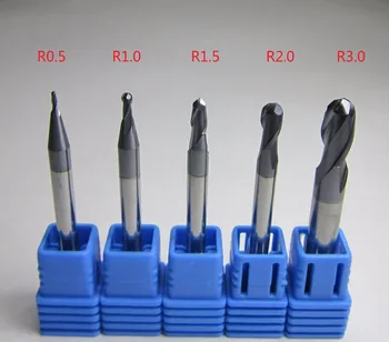 

5PCS Ø 1MM 2MM 3MM 4MM 6MM radius 0.5 1.0 1.5 2.0 3.0 HRC45 Tungsten Carbide Ball Nose End Mills CNC engraving milling cutter
