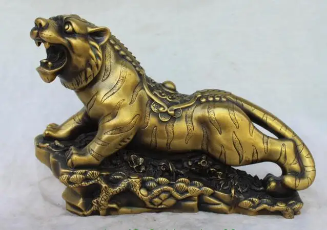 

S5079 15" China Bronze Wealth Money Ferocity Animal Tigre Up Hill Tiger On Tree Statue discount 30% (C0324)