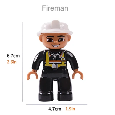 Строительные блоки большого размера персонаж семейный рабочий полицейский фигурки совместим с Duplo кирпичи образовательные игрушки для детей - Цвет: firefighter
