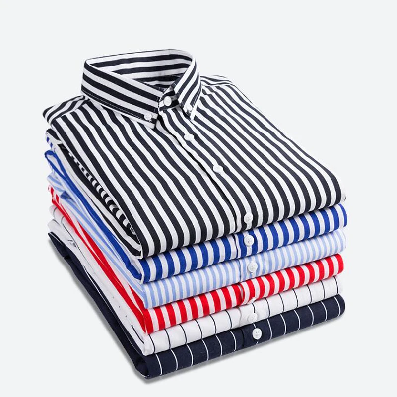 

Shirt Men 2019 Striped Long Sleeves Mens Dress Shirts Camisa Masculina Spring Summer Brand Casual Male Shirt Tops Plus size 5XL