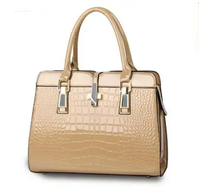 

Ragcci hot women's Crocodile handbag shaping bag handbag bag beige glossy women's japanned leather bag messenger bag