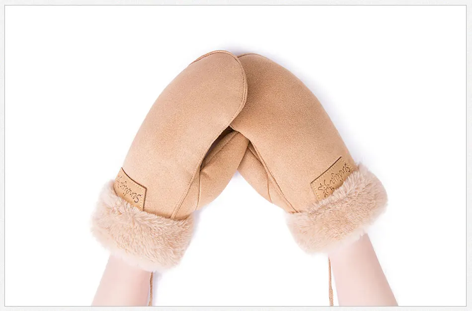 Evrfelan, дизайн, одноцветные Зимние перчатки для женщин, толстые теплые уличные Перчатки, варежки, женские плюс бархатные рукавички