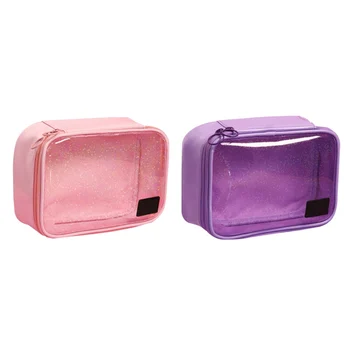 

Square Cosmetic Bag Transparent Teenage Large Capacity Storage Box Stationery Box