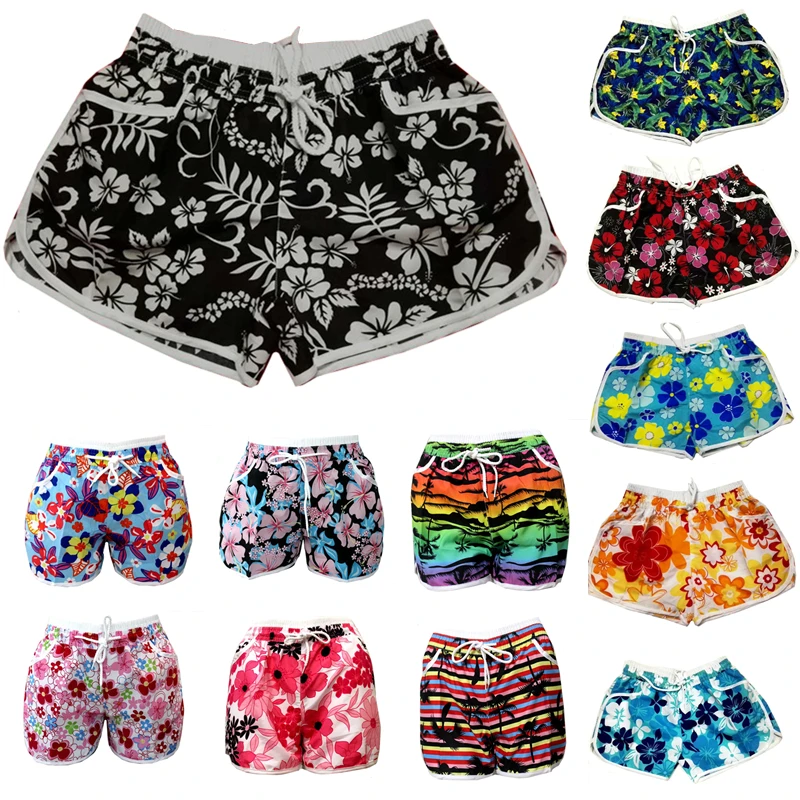 

Women Bottoms Beach Shorts Swimming Surfing Shorts Summer Draw String Elastic Waist Shorts Printing Anti-UV Quick Dry Shorts