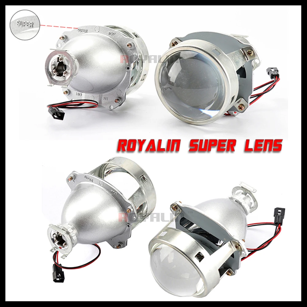 ROYALIN LED Bi Xenon H1 Projector Headlight 3.0 Full Metal Lens White Angel Devil Eyes Universal Car DRL H4 H7 Auto Lamp DIY ROYALIN LED Bi Xenon H1 Projector Headlight 3.0 Full Metal Lens White Angel Devil Eyes Universal Car DRL H4 H7 Auto Lamp DIY