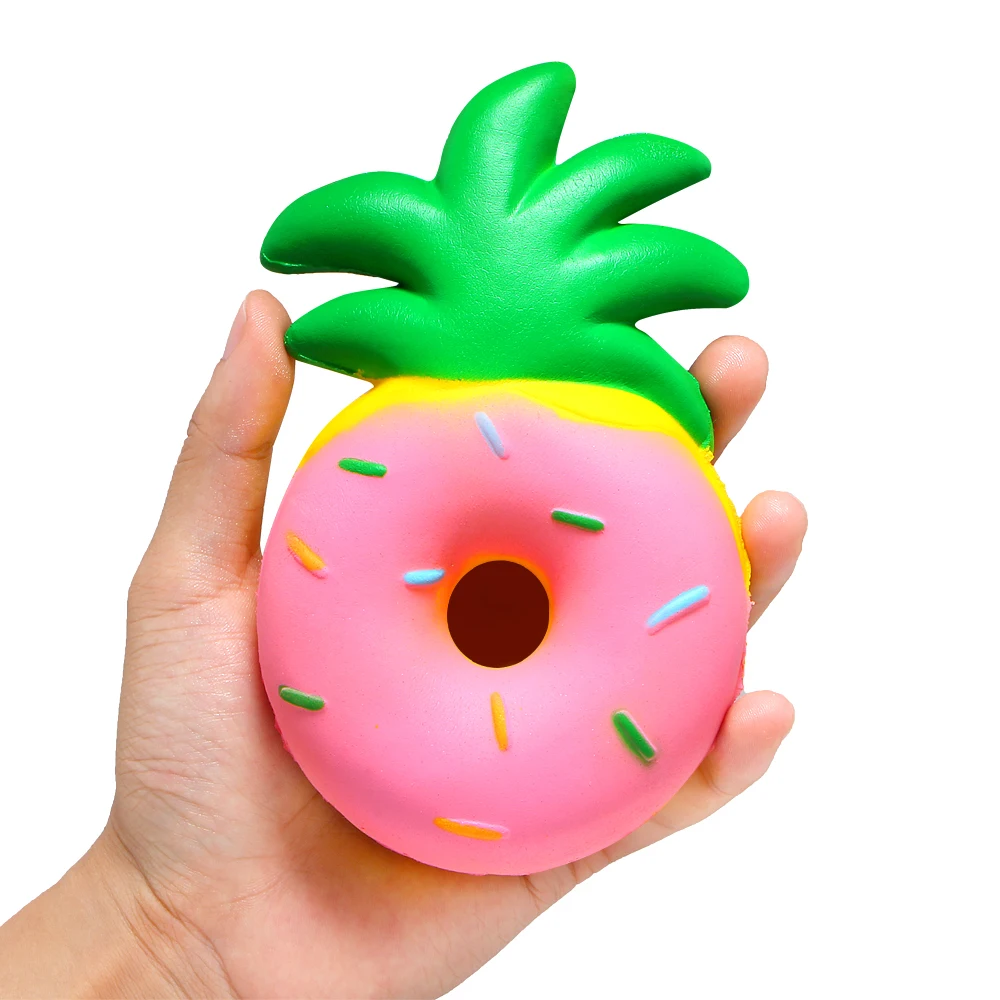 Jumbo Pineapple Donut Squishy Fruit Squishies Cream Scented Slow Rising Squeeze Toy Phone Strap Original Package 5