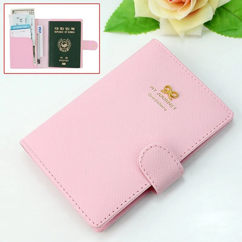 Sweet Bowknot Crown Buckles women men Passport Holder Protect Cover Case Organizer hot sale