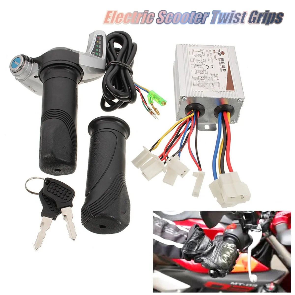 Sale 24V 500W Motor Brushed Controller Throttle Twist Grip For Electric Bicycle Scooter  Power Display Controlador Motor 2