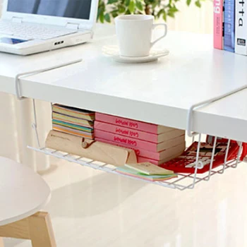 

HIPSTEEN 1Pcs Multifunction Iron Under Shelf Basket Hanging Storage Rack Kitchen Cabinet Hook Holder Organizer