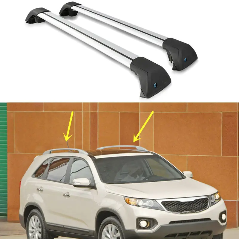 For KIA Sorento 2003 2013 2PCS Alloy Cross Bar Roof Cargo Luggage Rack