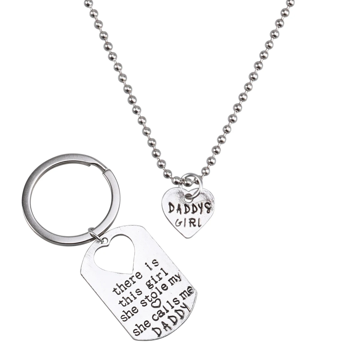 

Father Daughter Keychain & Daddys Girl Necklace Set "There's This Girl Who Stole My Heart She Calls Me Daddy" Daddy Gifts