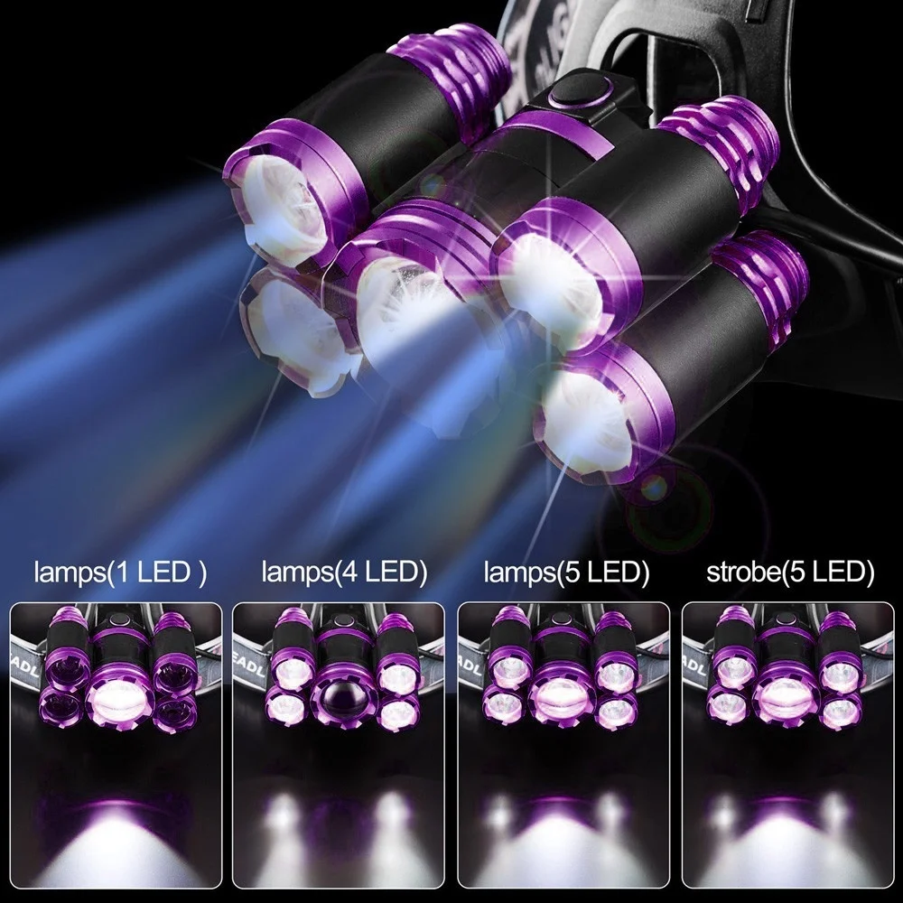 Smuxi 80000 лм 5x Т6 непромокаемый светодиодный налобный фонарь USB головной светильник фонарь 4 режима для наружного кемпинга аварийный головной светильник