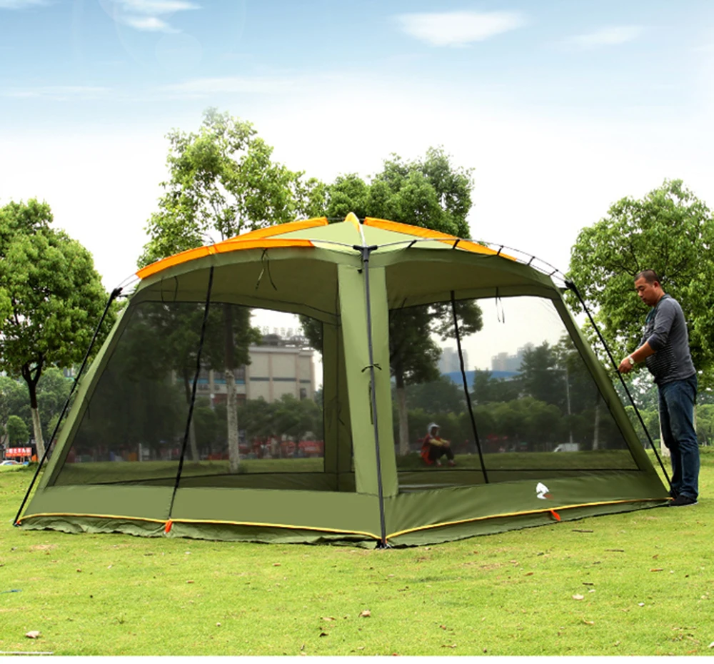 August Ultralarge 365*365*220CM With Mosquito Net Camping Tent Large Gazebo Sun Shelter Beach