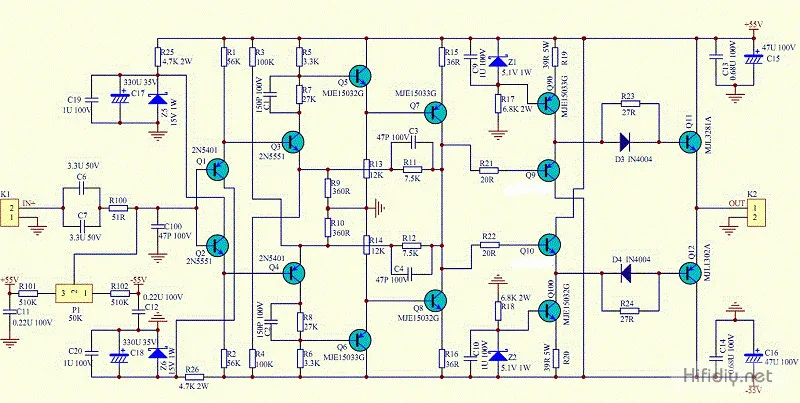 Законченный 1:1 исследование/копия dartzeel NHB-108 схема D5 усилитель мощности AMP 100 Вт/8 Ом двухканальный