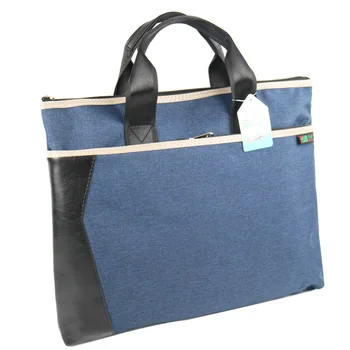 

1PCS Portable Business Briefcase A4 Double Zipper Oxford Cloth PU Leather File Bag Data Men's Portable File Package Conference