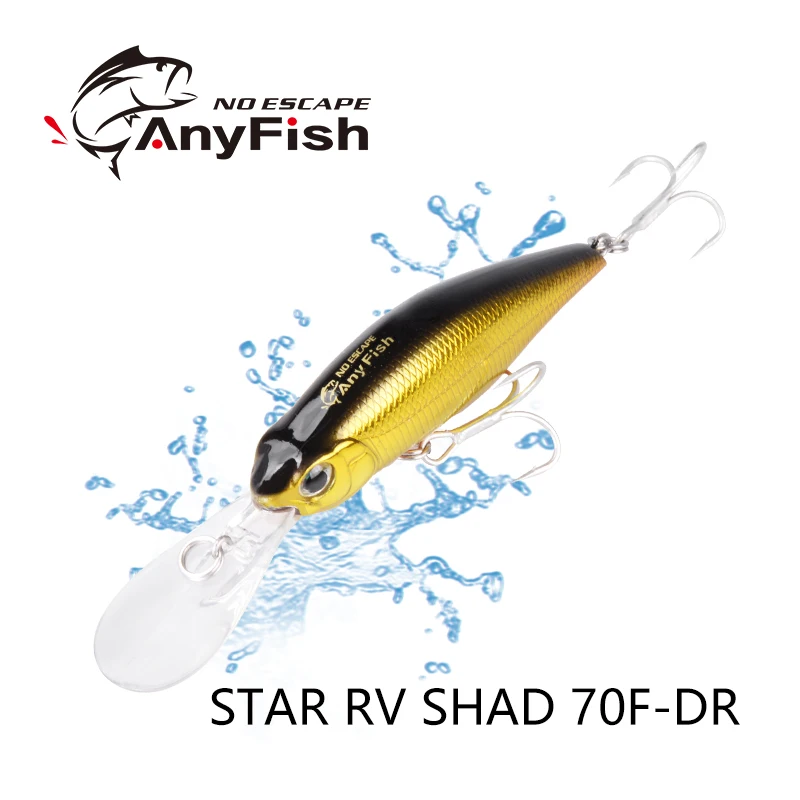 

ANYFISH STAR RV SHAD 70F-DR Floating Fishing Lure 7cm 9.8g Hard Bait with 3D eyes Artificial Bait with 2 hooks Dive depth 2-2.5m