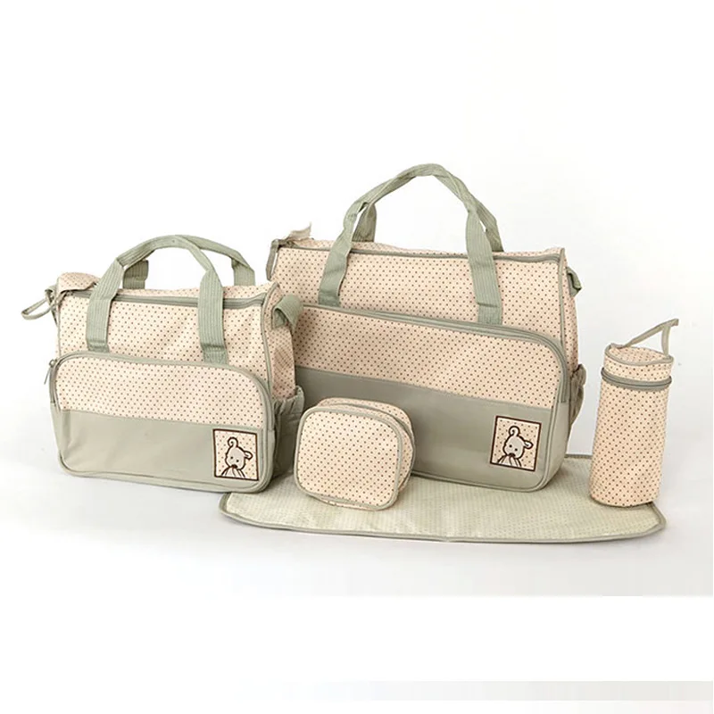  Mother maternity bag 5pcs set Baby care diaper bags Waterproof baby nappy changing stuff storage or