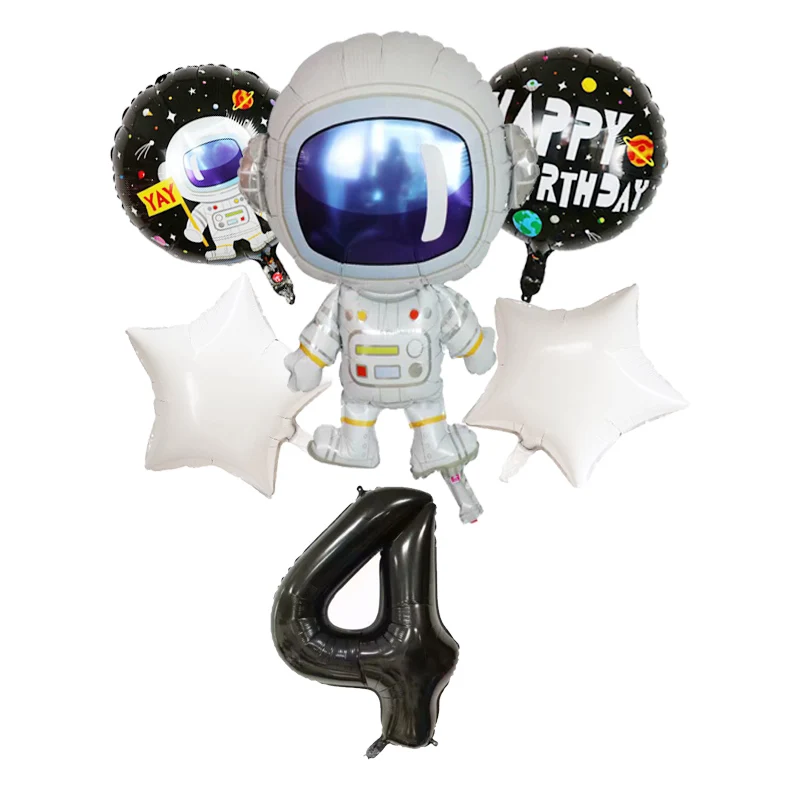 6 шт./компл. 76*58 см астронавт Фольга мультфильм космического пространства воздушные шары 30 дюймов и цифрами для детей 1, 2, 3, 4, 5th День рождения блоки игрушки - Цвет: 4