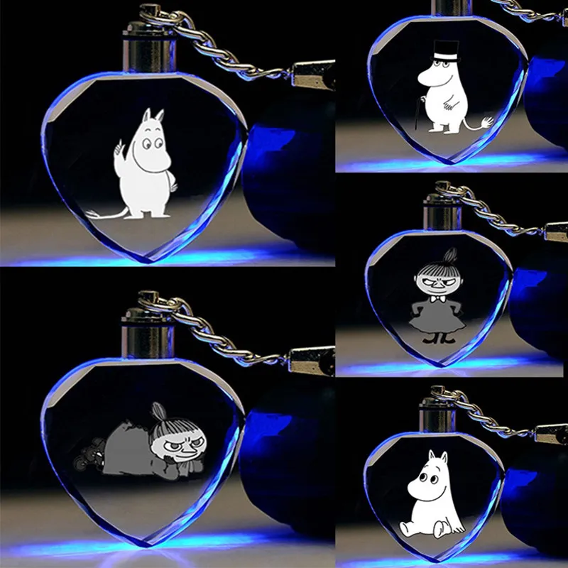 

Anime Snufkin Little My LED keychain Snork maiden cute funny colorful crystal pendant cartoon keyrings porte clefs kids gift toy