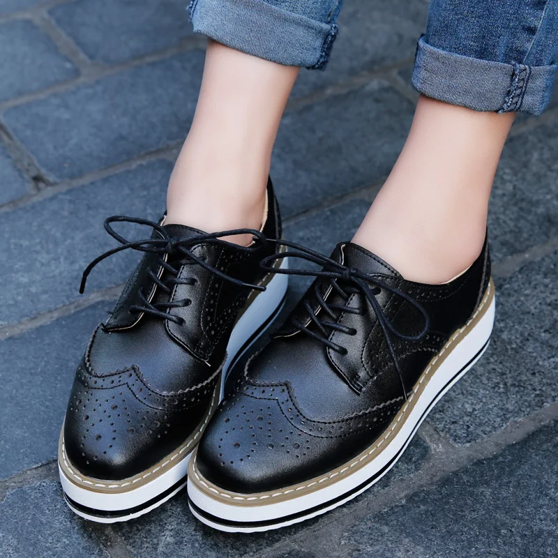 black patent leather brogues womens