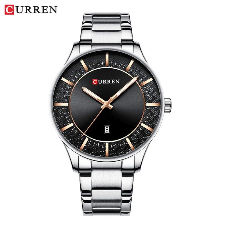 silver black watch CURREN Relogio Masculino модные мужские часы браслет для мужчин наручные часы Мужские кварцевые наручные часы с датой повседневные бизнес подарок - Цвет: silver black watch