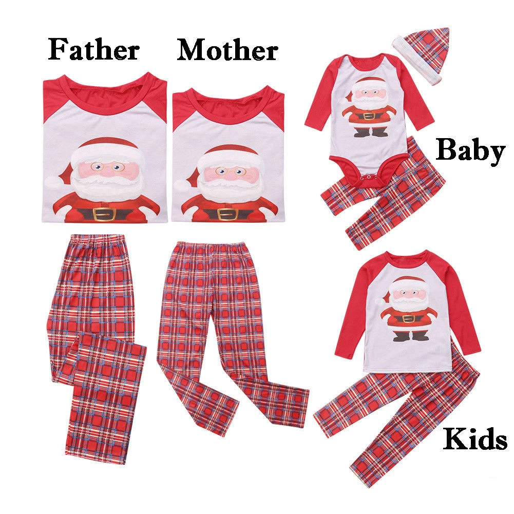 Комплект одинаковых рождественских пижам для всей семьи; Рождественская одежда для сна для женщин и мужчин; одежда для сна с изображением Санта-Клауса; футболка и штаны; леггинсы; одежда