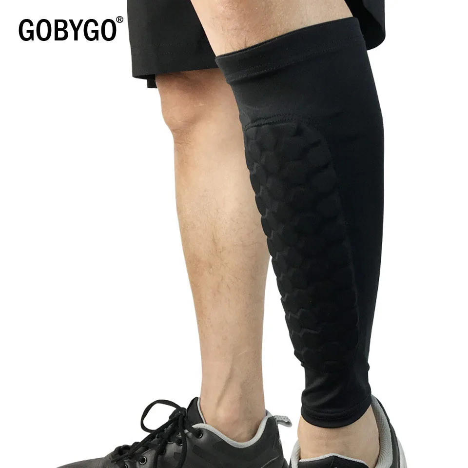 GOBYGO 1PCS Gym Sport Football Shin Guard Protector Soccer Honeycomb Anti-crash Leg Calf Sleeve Compression Cycling Leg Warmers