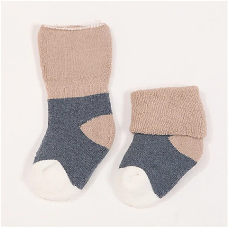 4 пары детских Хлопковых Носков, теплые зимние носки для мальчиков и девочек, носки-тапочки, зимние Утепленные нескользящие носки для