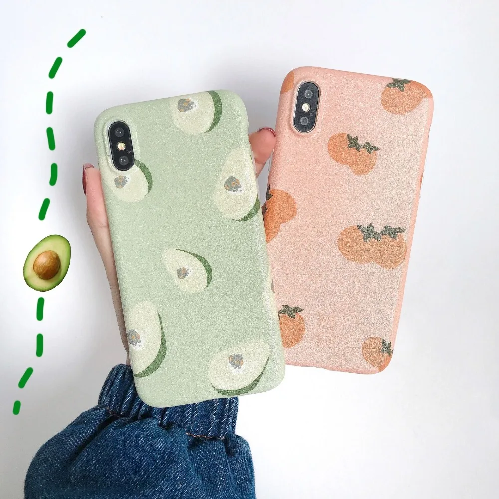 

PGSD Simple tomato avocado Mobile phone shell for iphone XS MAX XR apple 7/8 Plus 6S Soft silica gel case Protected back cover