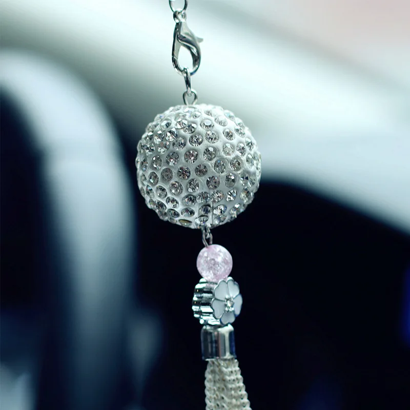 

Car Interior Rear View Mirror Ornaments charming Diamond Crystal Ball Hanging Pendant fashion Automobile Decoration Accessories