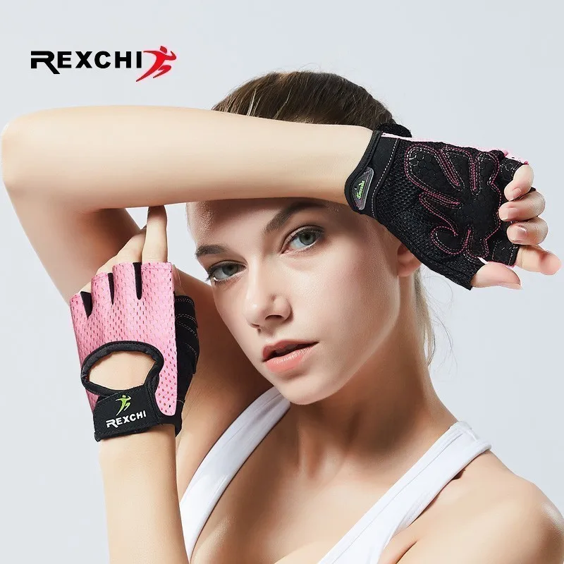 REXCHI المهنية رياضة اللياقة البدنية قفازات الطاقة الوزن رفع النساء الرجال نجوم النادي الأهلي تجريب كمال الاجسام نصف إصبع اليد حامي