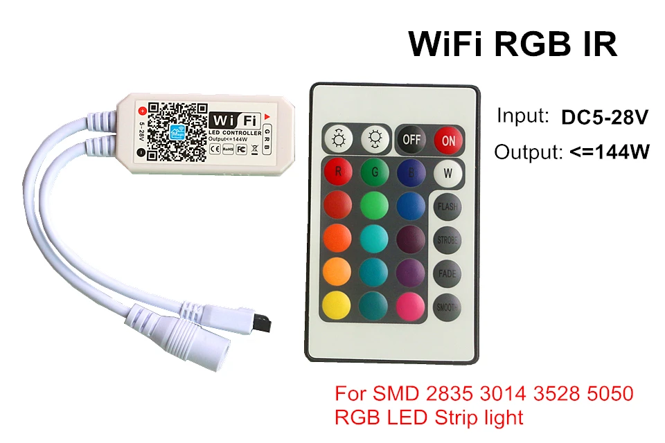 Wi-Fi Bluetooth светодиодный пиксельный контроллер мини DC5V/12 В/24 В с РФ ИК-пульт дистанционного Управление для одного Цвет RGB/RGBW пикселей