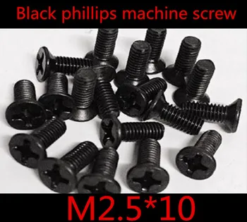 

1000pcs/lot DIN7985 M2.5*10 Steel With Black Cross Recessed Phillips Flat Head Countersunk Machine Screw
