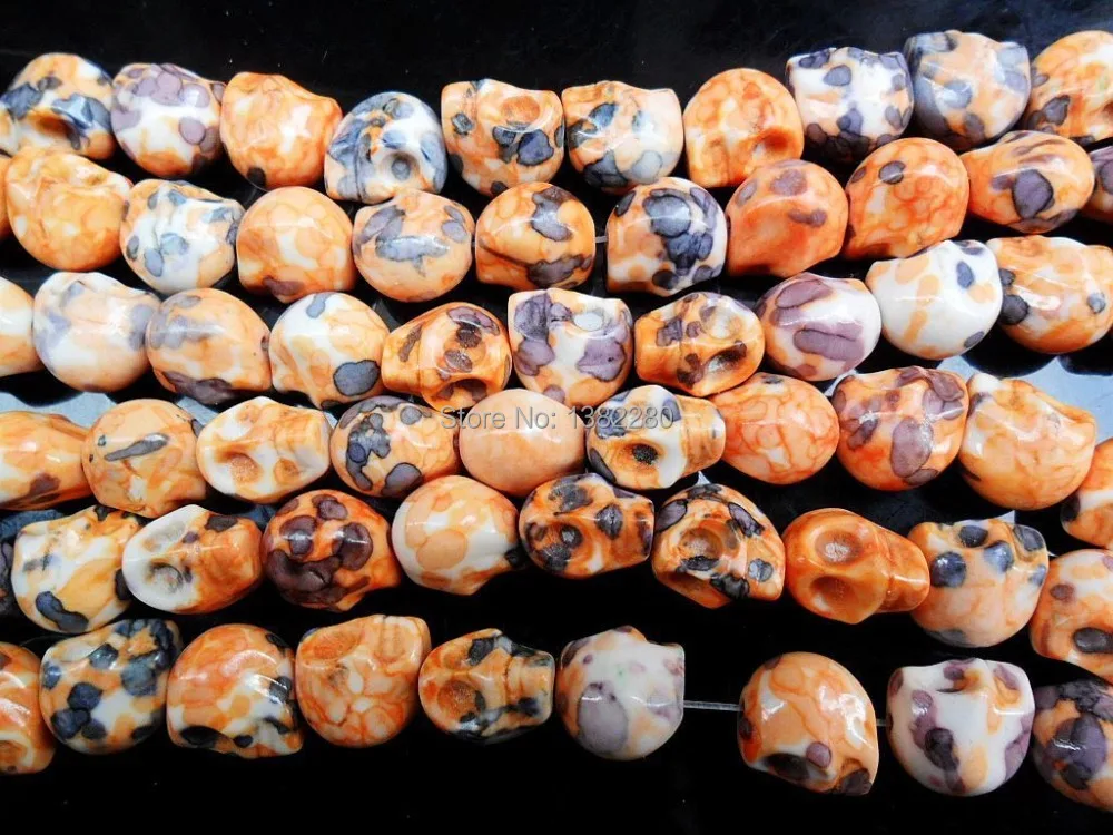 

! 12mm Rain Flower Stone Skull head glass animal Beads luster Bright-DIY JT5175 european brand berloque prata