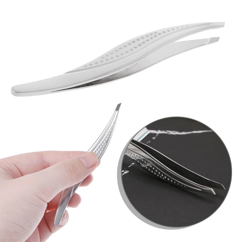 

Pro Curved Eyebrow Tweezers Makeup Tool Stainless Steel Slant Tip Hair Removal
