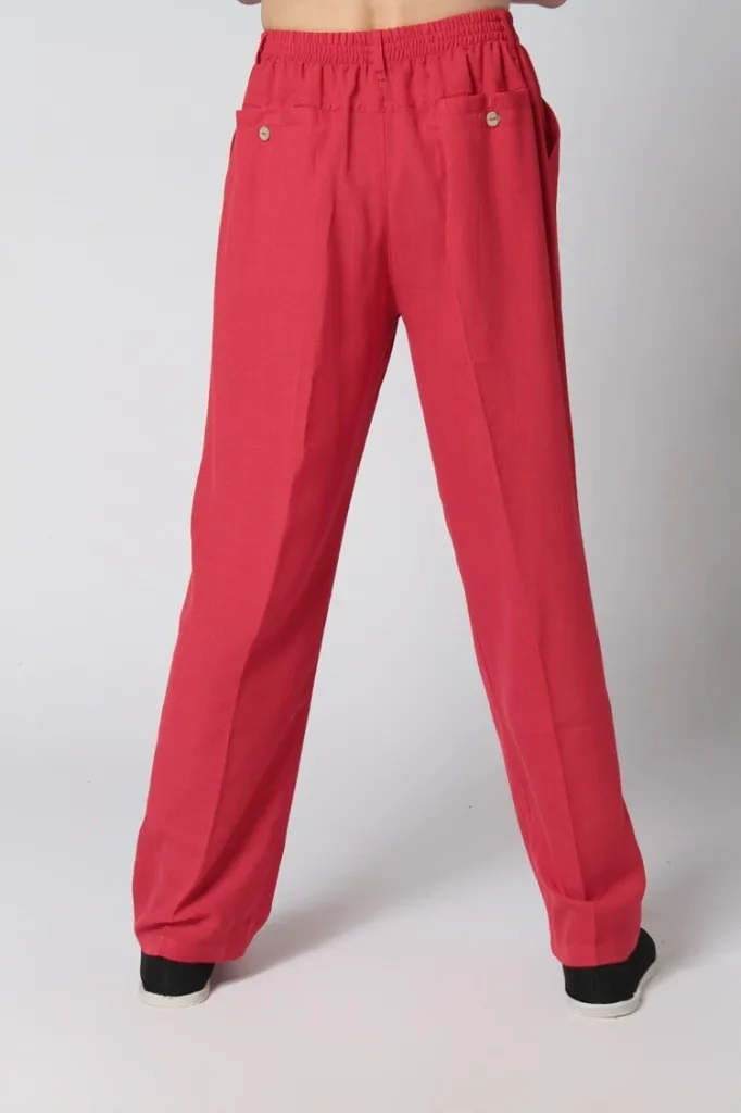 Лидер продаж Черный Для Мужчин's хлопковые льняные брюки для девочек Китайская традиционная ушу брюки размеры s и m ale кунг-фу брюки Размеры s m L XL XXL XXXL P001 - Цвет: Red