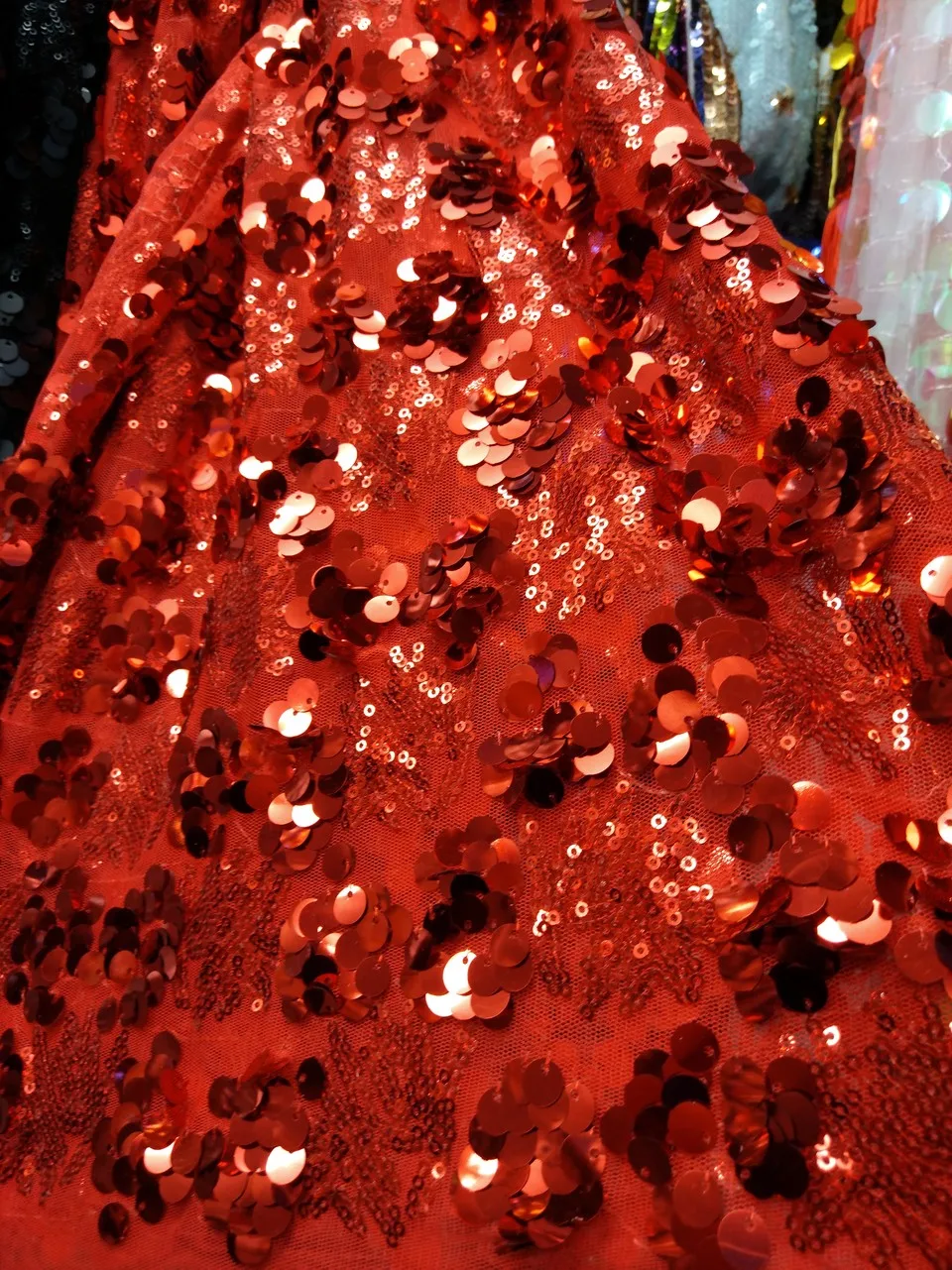 

Latest French Nigerian Laces Fabrics High Quality Tulle African Laces Fabric Wedding African French Net Lace Fabric W11252 red