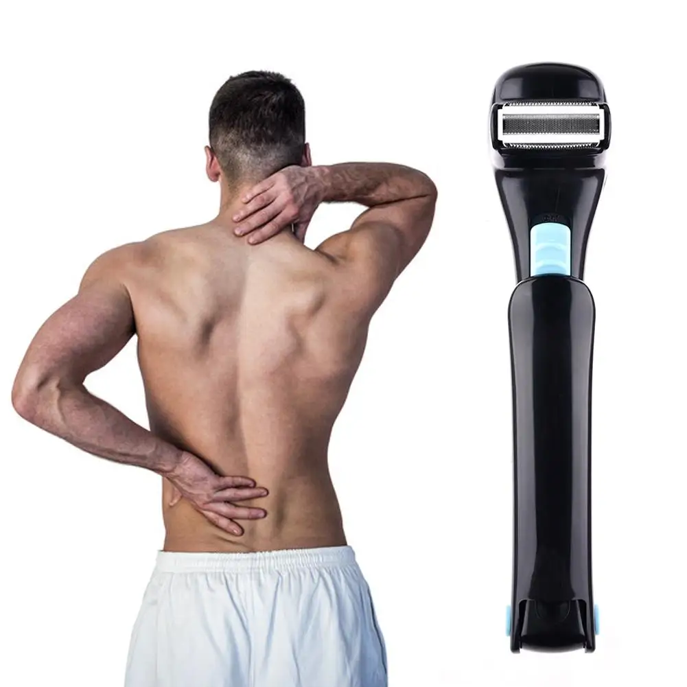 

Men Manual Back Hair Shaver Electric Back Leg Hair Shaver Razor Battery-Operated Shaver Folding Long Handle Remover Body Trimmer