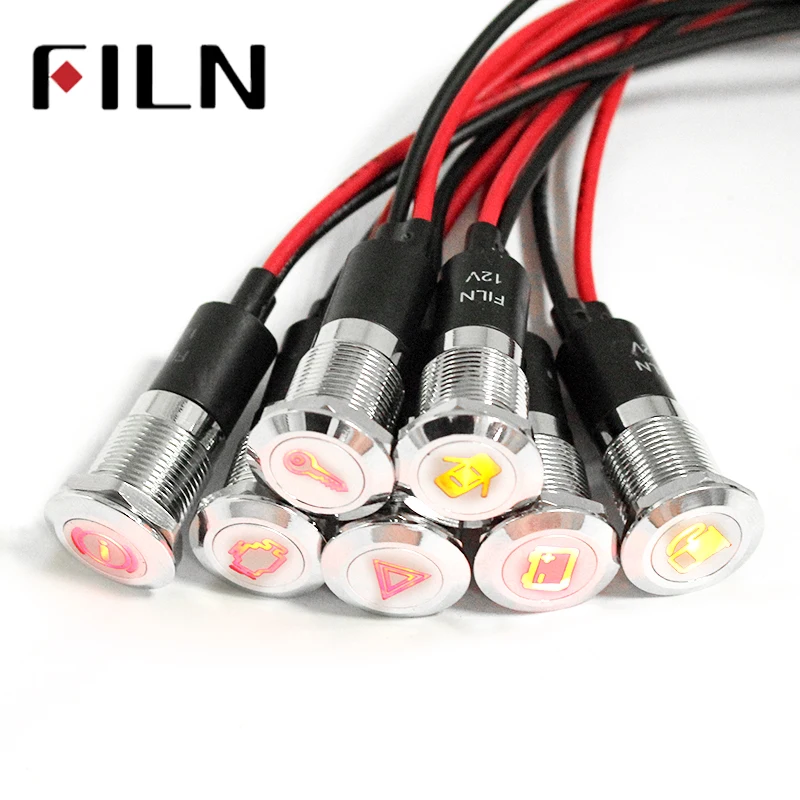 Filn FL1M-16FW-C 16 мм 12 в led dash светодиодный индикатор автомобиля аппликатор символ сигнальный индикатор пилот Dash светильник