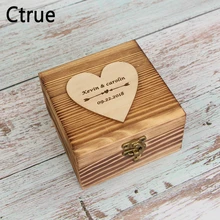 Персонализированная винтажная Свадебная деревянная коробочка для кольца с 25 шт сердце дерево кольцо подноситель на заказ деревенское свадебное кольцо коробка держатель