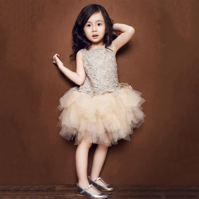 B&N Floral Girl Dress Hollow Out O-neck Summer Baby Clothes Lace Ball Gown Princess Party Dresses For Children5